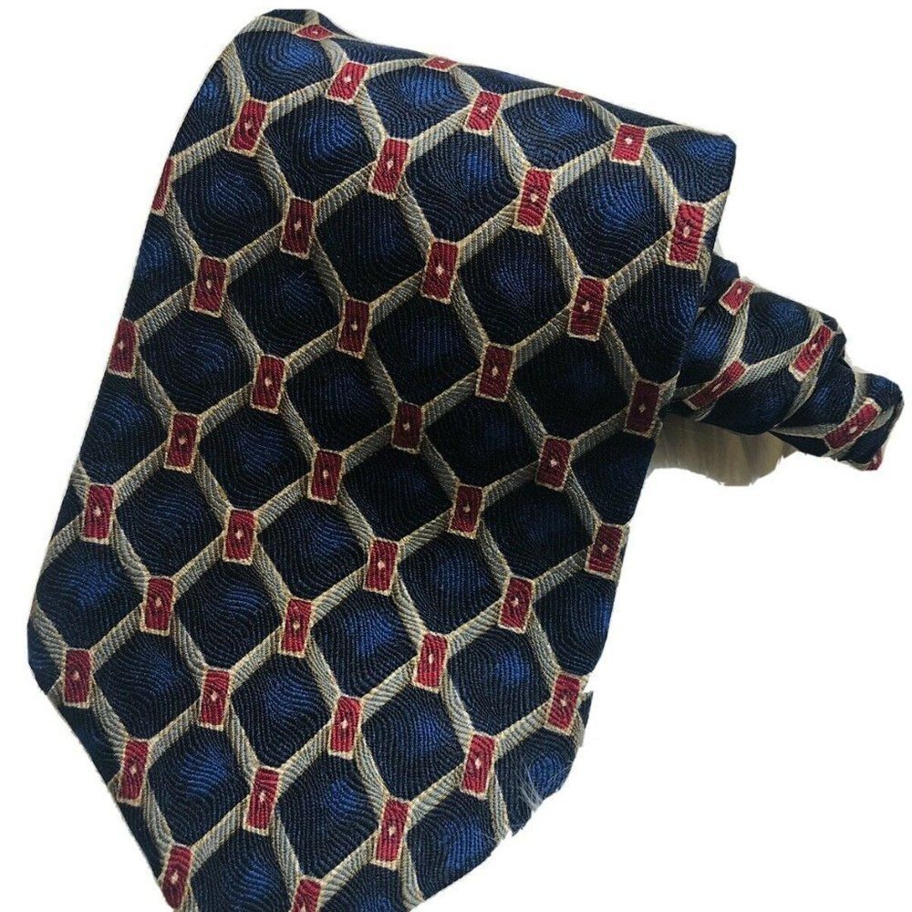 Claiborne Blue and Red Geometric Men's Tie‎